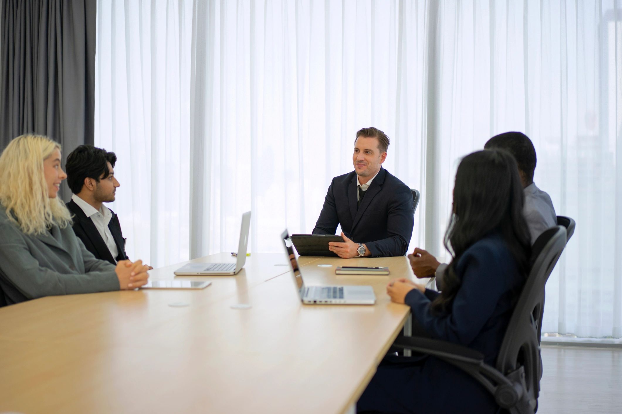 Education professionals meeting in an office
